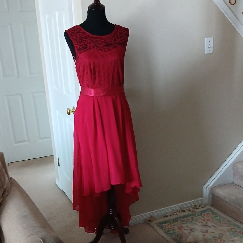 Berry Love Chic High-Low Red Dress